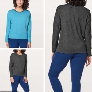 Lululemon Time Out Reversible Crewneck Long Sleeve Pullover Blue Teal SZ 10